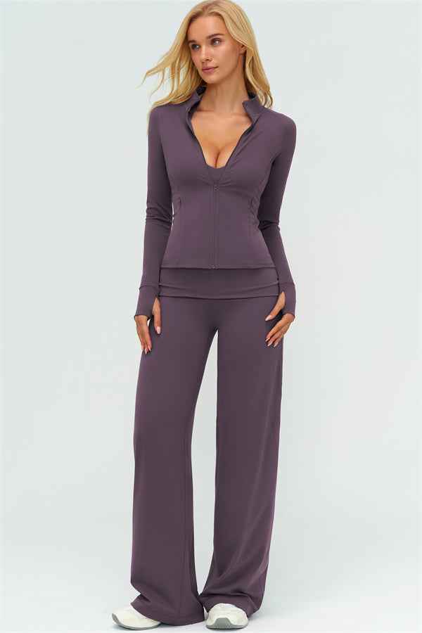 The Twirl Zip Jacket Straight Leg Pants 2-Piece Set