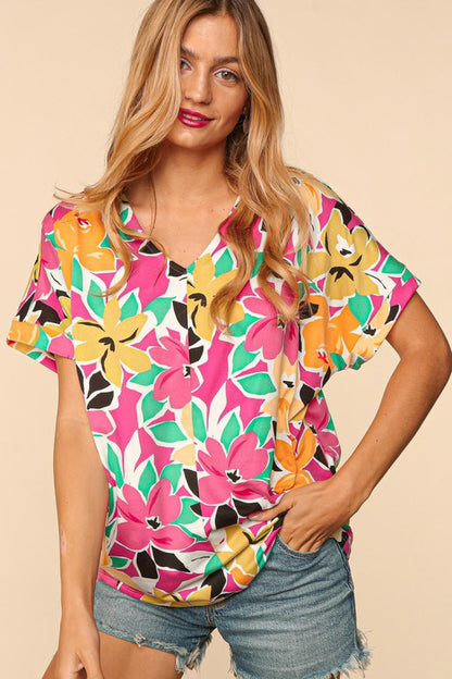 Plus Sized Floral Loose Fit Top - Pikemla