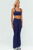 The Lushness V-Back Sports Bra Flared Leggings 2-Piece Set