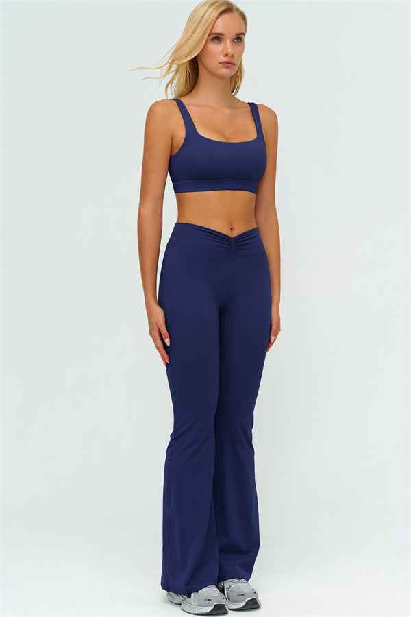 The Lushness V-Back Sports Bra Flared Leggings 2-Piece Set