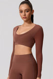 The Nestle Long Sleeve Crop Top Straight Leg Pants 2-Piece Set