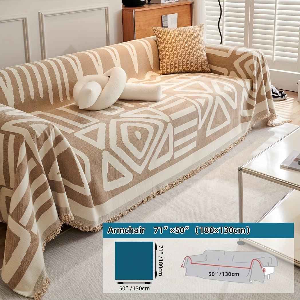 Bohemian-Style Chenille Fabric Extra Long Couch Cover Anti dog scratch