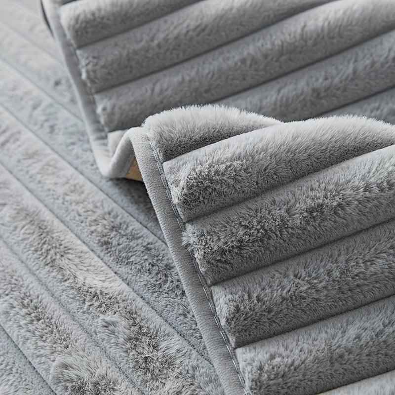 Luxurious Rabbit Fur Sofa Slipcover | Non-Slip Light Grey for dog use
