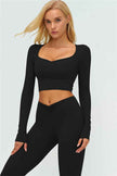 The Lushness Long Sleeve Crop Top Flared Leggings 2-Piece Set