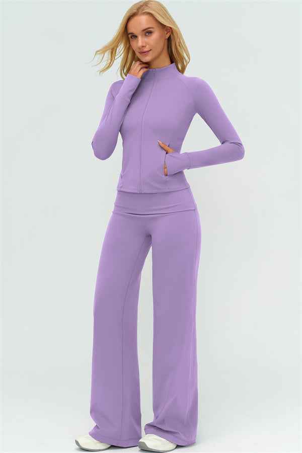 The Twirl Zip Jacket Straight Leg Pants 2-Piece Set