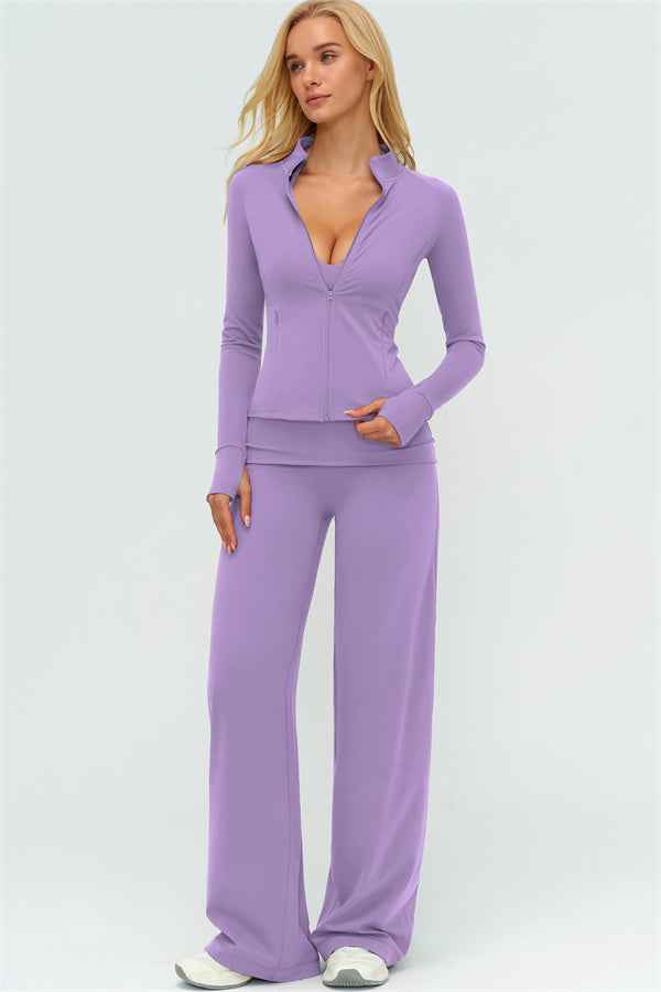 The Twirl Zip Jacket Straight Leg Pants 2-Piece Set