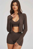 The Sizzle Zip Jacket Sports Bra Shorts 3-Piece Set