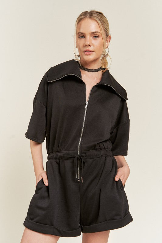 TERRY ZIP FRONT ROMPER - Pikemla