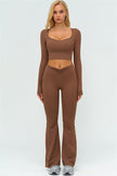 The Lushness Long Sleeve Crop Top Flared Leggings 2-Piece Set