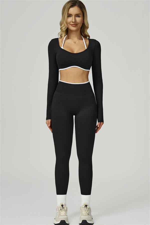 The Prime Line Long Sleeve Crop Top Leggings 2-Piece Set