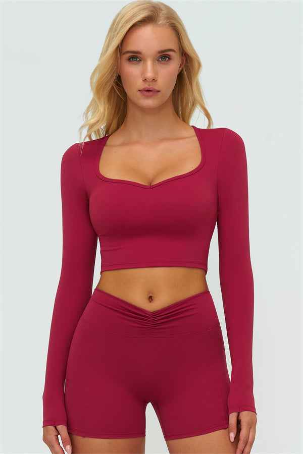 The Lushness Long Sleeve Crop top Shorts 2-Piece Set