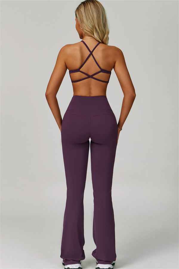 The Bold Cross Back Sports Bra Flared Leggings 2-Piece Set
