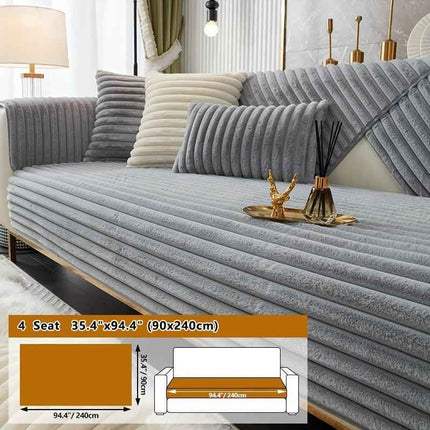 Luxurious Rabbit Fur Sofa Slipcover | Non-Slip Light Grey for dog use