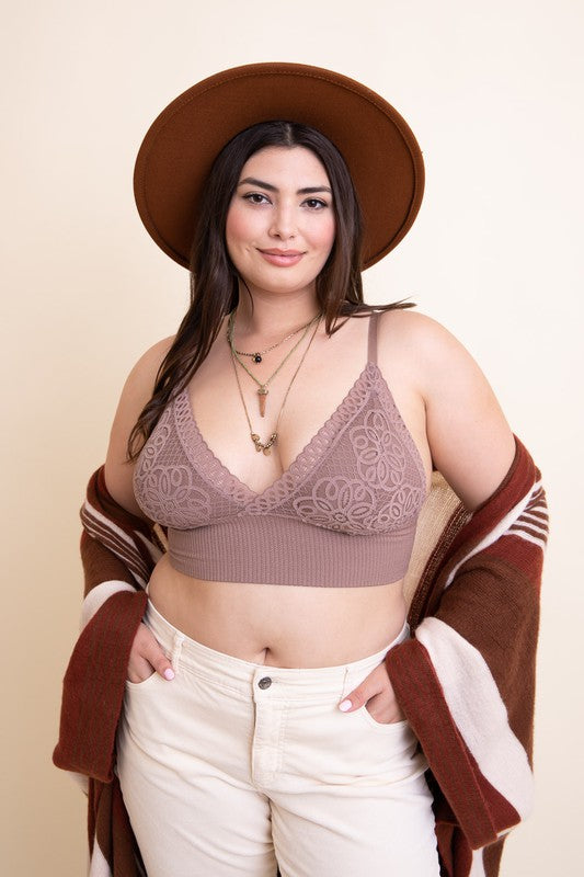 Plus Size Waistband Loop Lace Brami - Pikemla