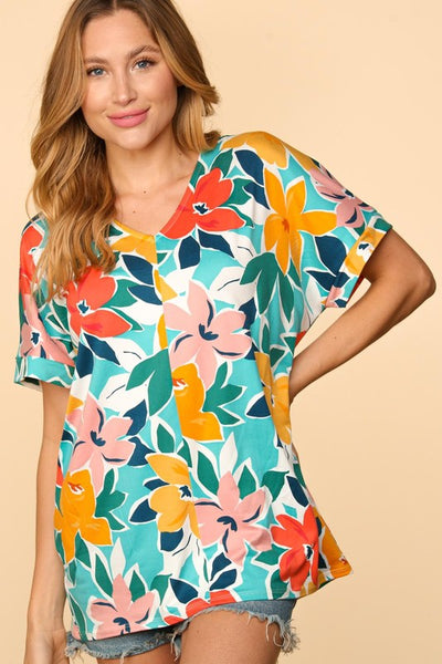 Plus Sized Floral Loose Fit Top - Pikemla