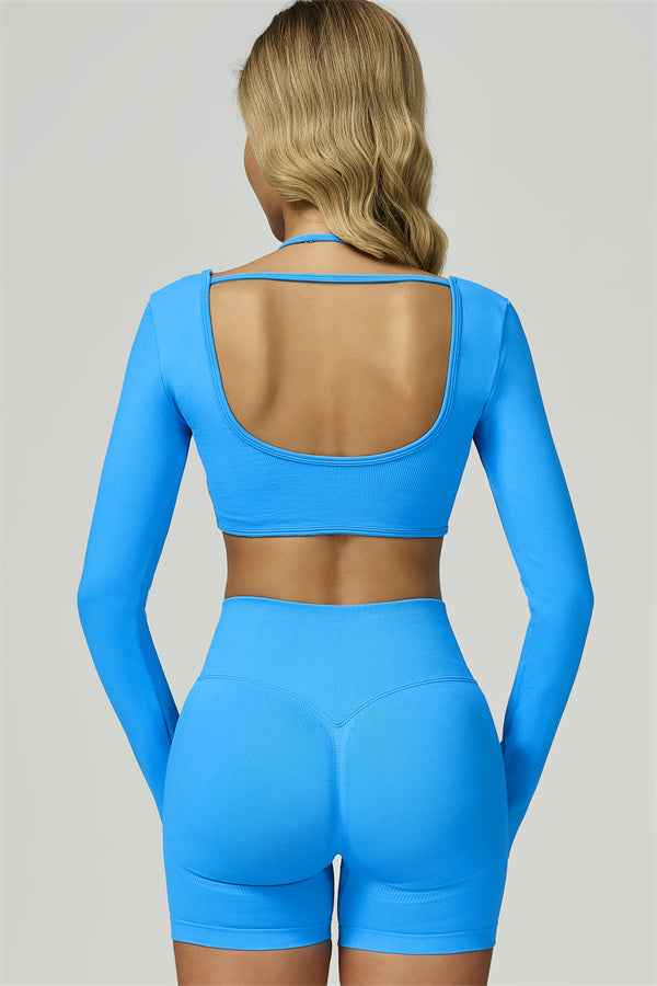 The Prime Long Sleeve Crop Top Shorts 2-Piece Set