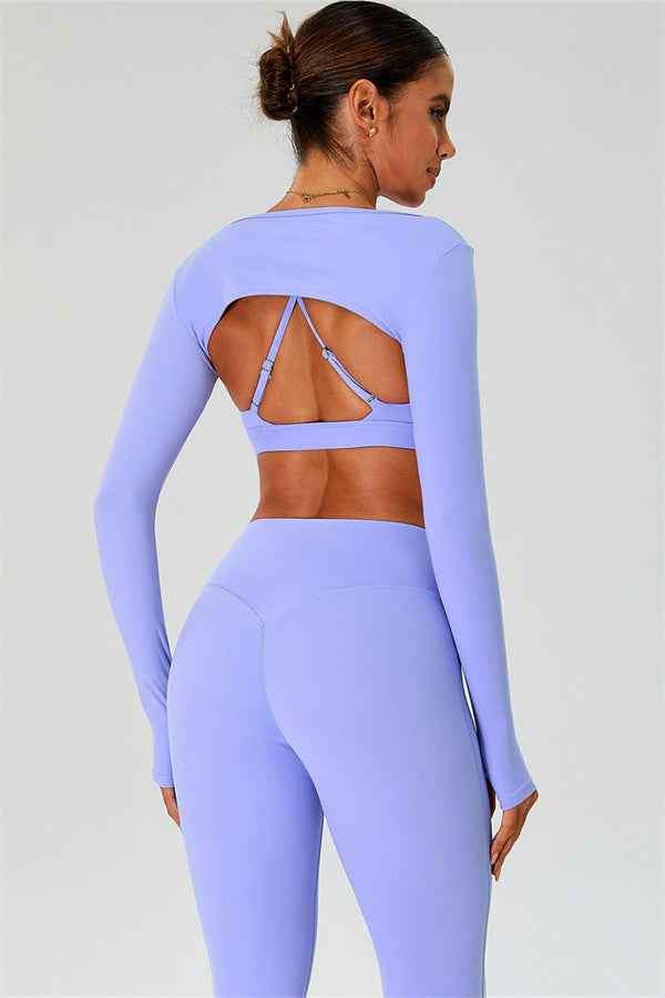 The Ember Sports Bra Crop Top Flared Leggings 3-Piece Set
