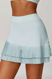 The Lavish Long Sleeve Cut-out Crop Top Tennis Skirt 2-Piece Set