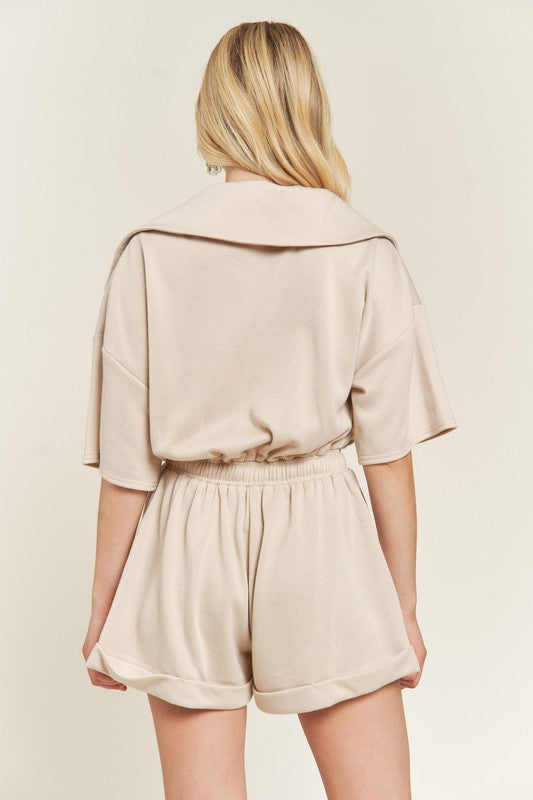 TERRY ZIP FRONT ROMPER - Pikemla