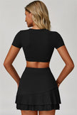 The Lavish Cut-out Crop Top Tennis Skirt 2-Piece Set