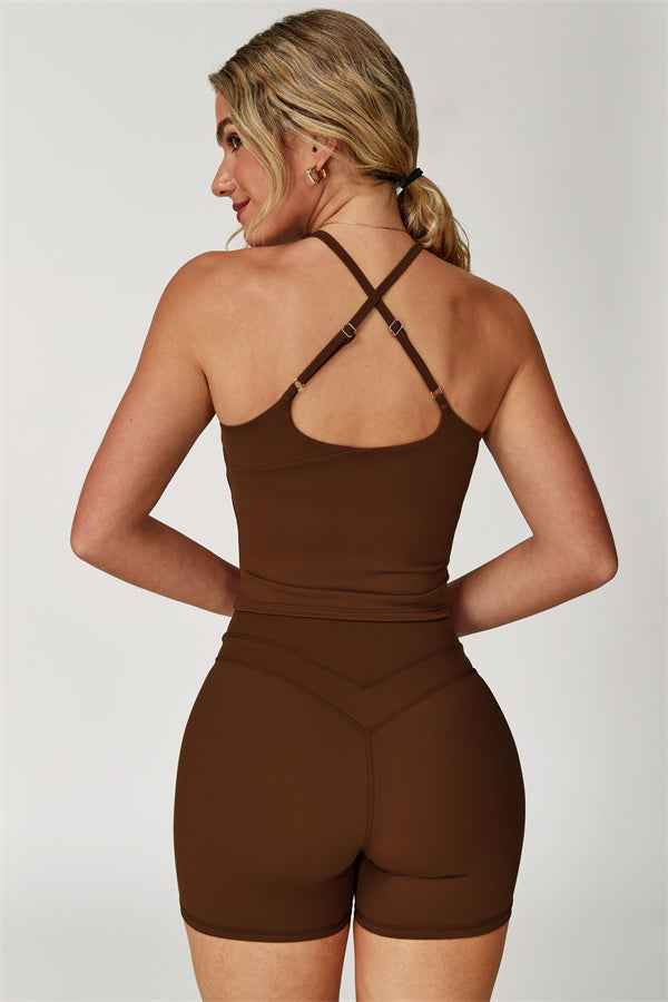 The Enigma Cross Back Vest Shorts 2-Piece Set