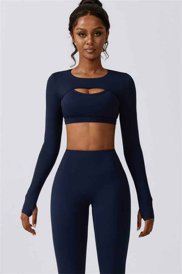 Juno Star Crop Top Sports Bra Leggings 3-Piece Set