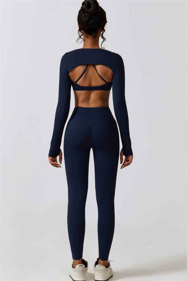Juno Star Crop Top Sports Bra Leggings 3-Piece Set
