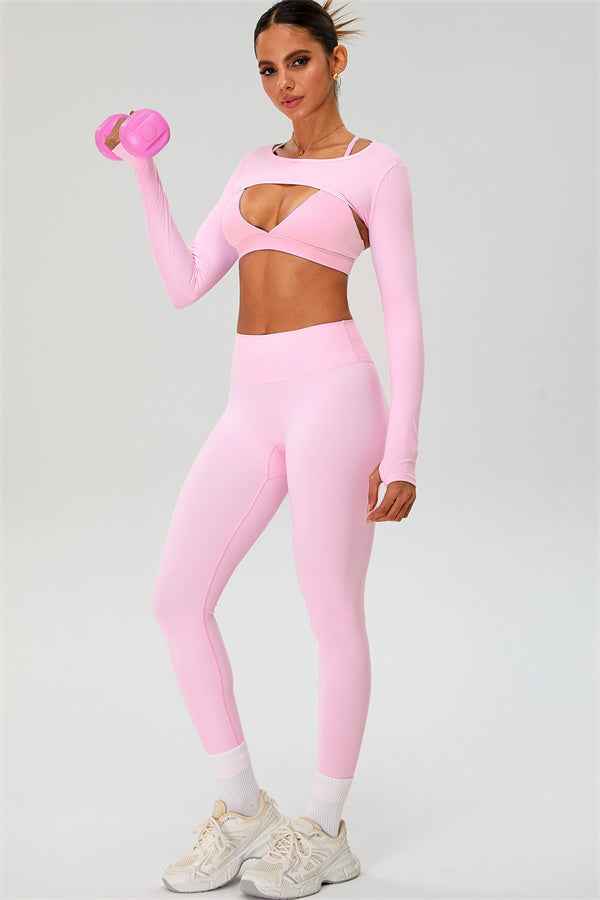 The Ember Sports Bra Crop Top Leggings 3-Piece Set