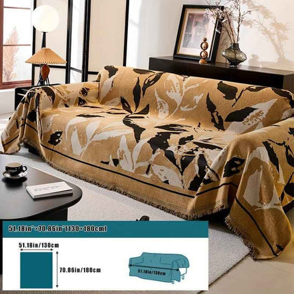 Premium Chenille Fabric Dark Green Couch Cover - All-Season Protector