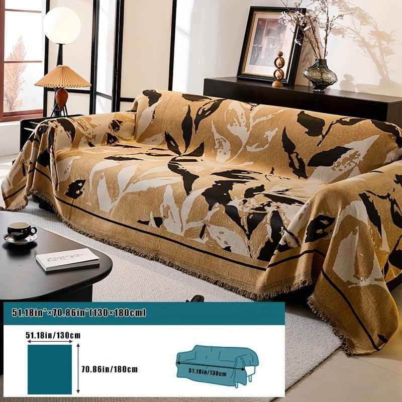 Premium Chenille Fabric Dark Green Couch Cover - All-Season Protector