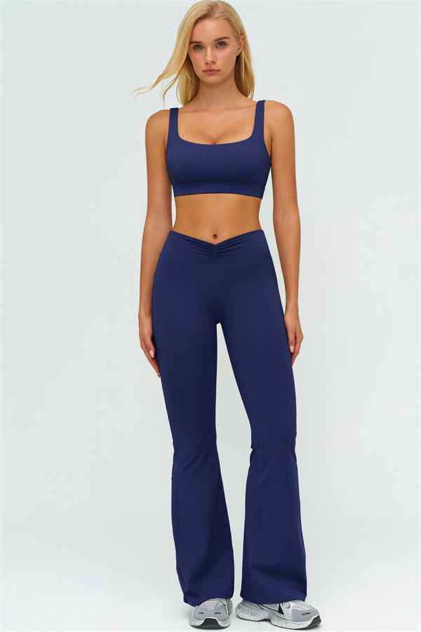 The Lushness V-Back Sports Bra Flared Leggings 2-Piece Set