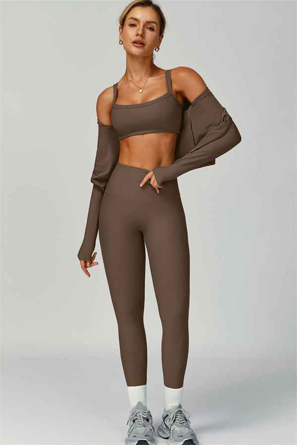 The Burst Jacket Sports Bra Leggings 3-Piece Set