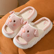 Piggy Cute Couple Open Toe Linen Cotton Linen Slippers