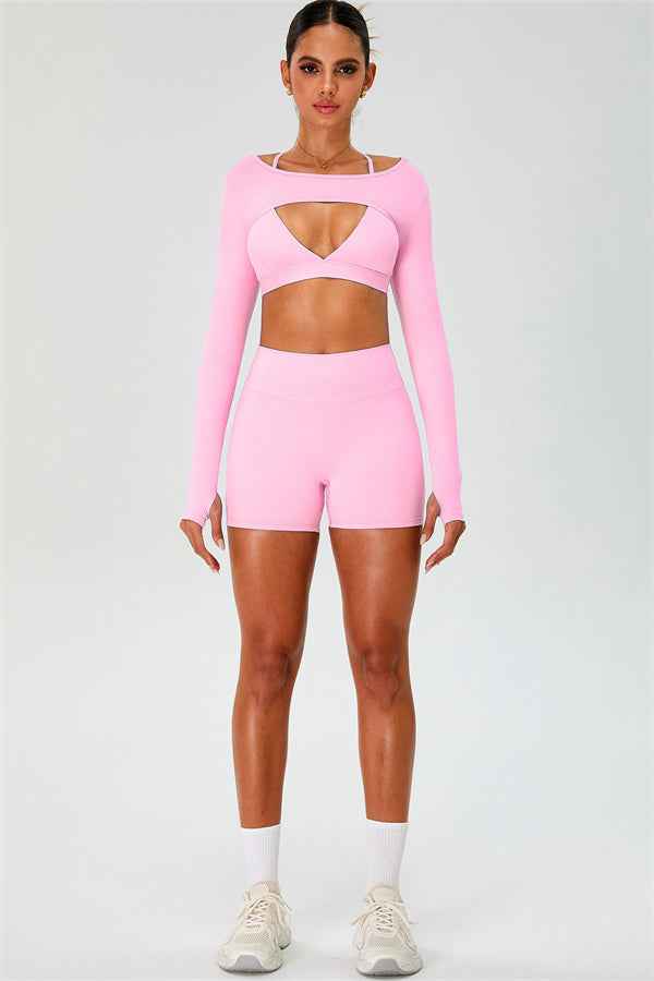 The Ember Sports Bra Crop Top Shorts 3-Piece Set