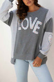 Floral LOVE Reverse Seam Patchwork Long Sleeve Swe
