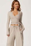 The Sprint Long Sleeve Crop Top Halter Tank Top Sweatpants 3-Piece Set