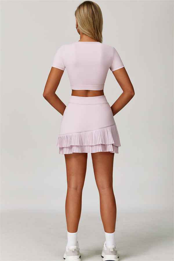 The Lavish Cut-out Crop Top Tennis Skirt 2-Piece Set