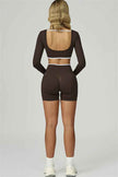 The Prime Line Long Sleeve Crop Top Shorts 2-Piece Set