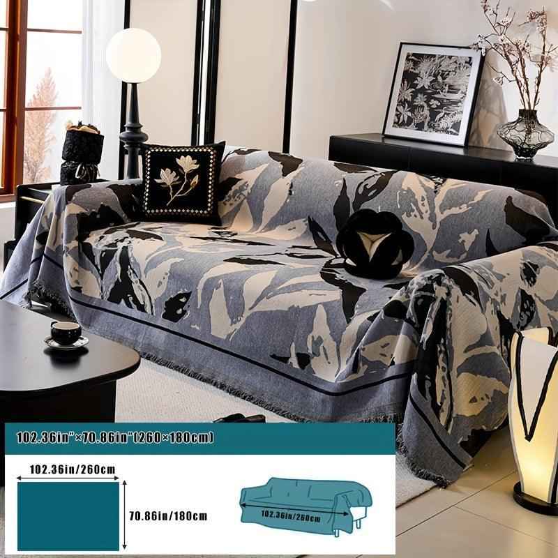 Premium Chenille Fabric Dark Green Couch Cover - All-Season Protector