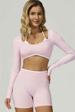 The Prime Line Long Sleeve Crop Top Shorts 2-Piece Set