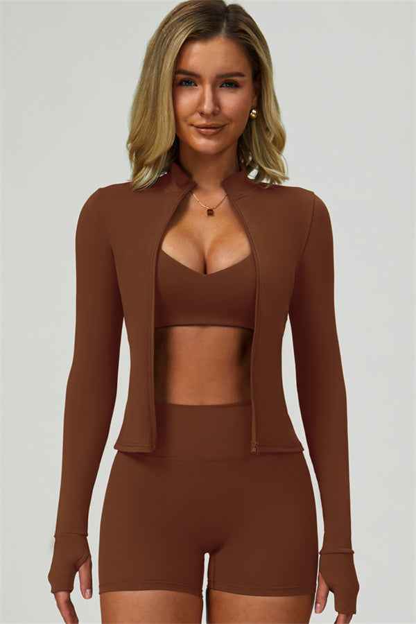 The Seraphine Jacket Sports Bra Shorts 3-Piece Set