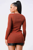 SWEATER KNIT RUCHED LONG SLEEVES TOP