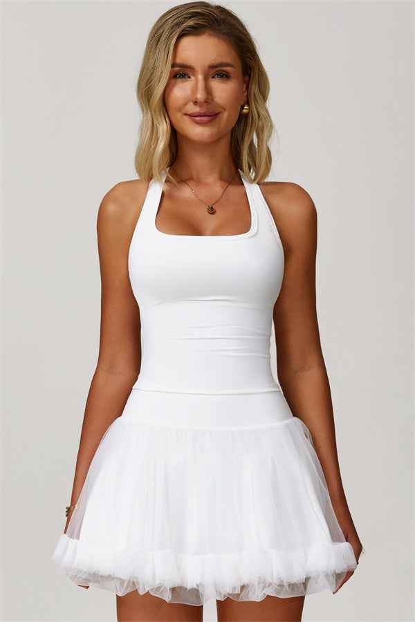 The Dynamic Crop Top Mesh Tennis Skirt 2-Piece Set