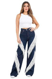 Western Fringe Wide Leg Jean- White Fringe