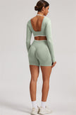 The Elevate Long Sleeve Crop top Shorts 2-Piece Set