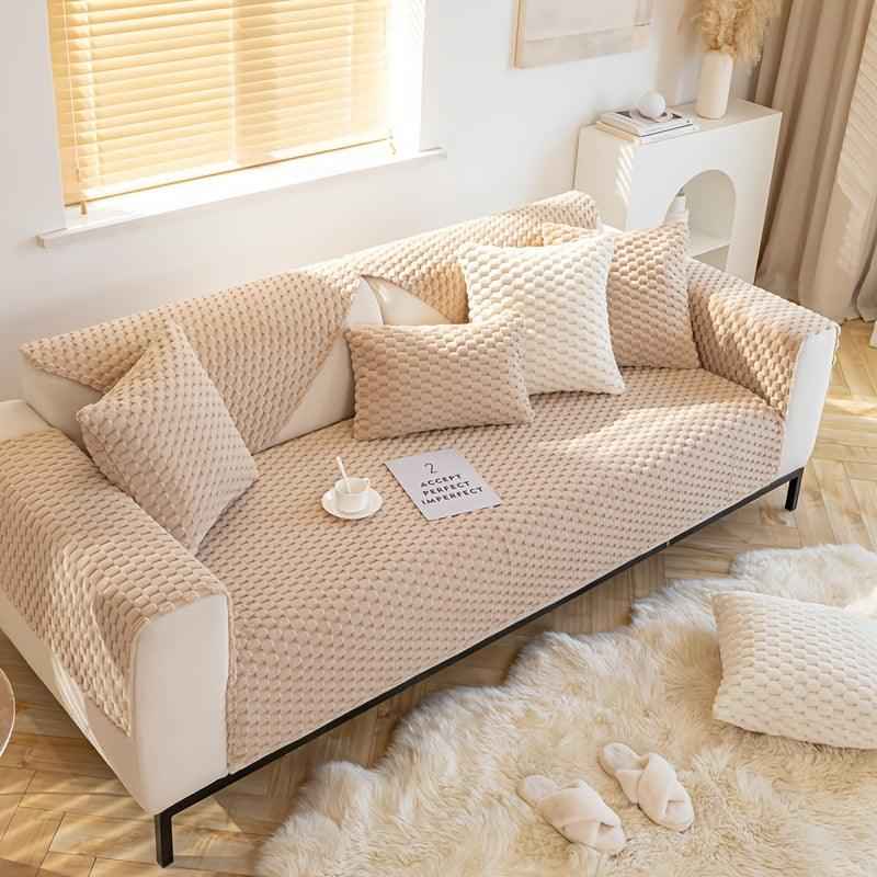 Plush Nordic Sofa Slipcover | non slip couch cover for dogs