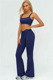 The Lushness V-Back Sports Bra Flared Leggings 2-Piece Set