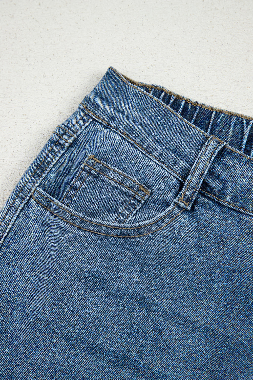 Stone Blue Star Patchwork Cropped Wide Leg High Waist Jeans - Pikemla