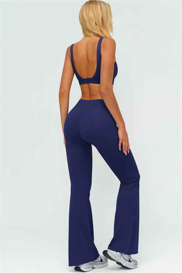 The Lushness V-Back Sports Bra Flared Leggings 2-Piece Set