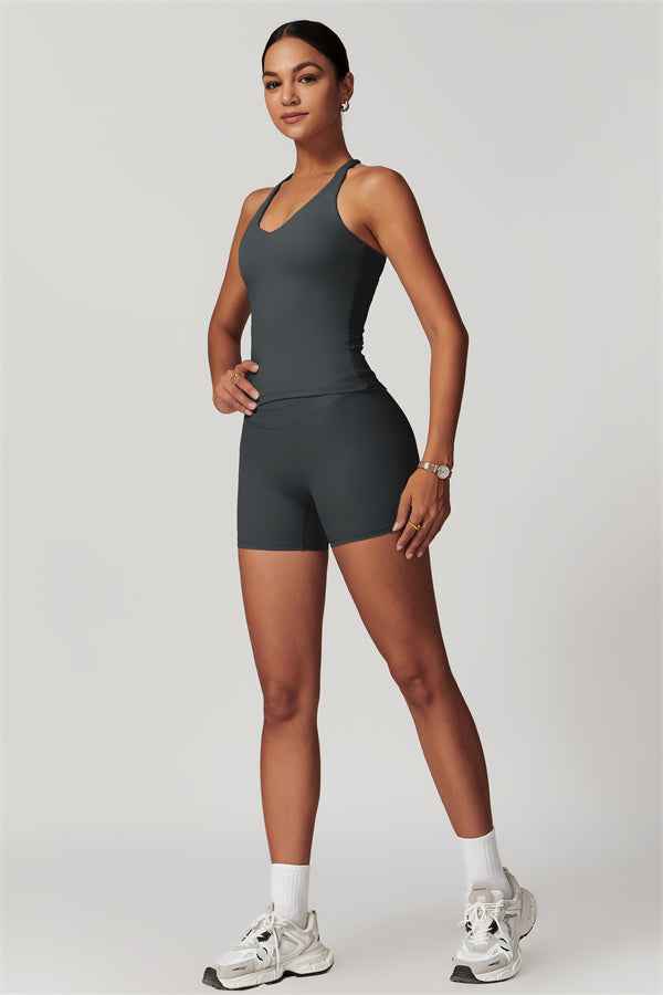 The Enigma Cross Back Vest Shorts 2-Piece Set